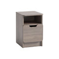 Modern Nightstand with Drawer and Open Shelf in Light Wood Finish