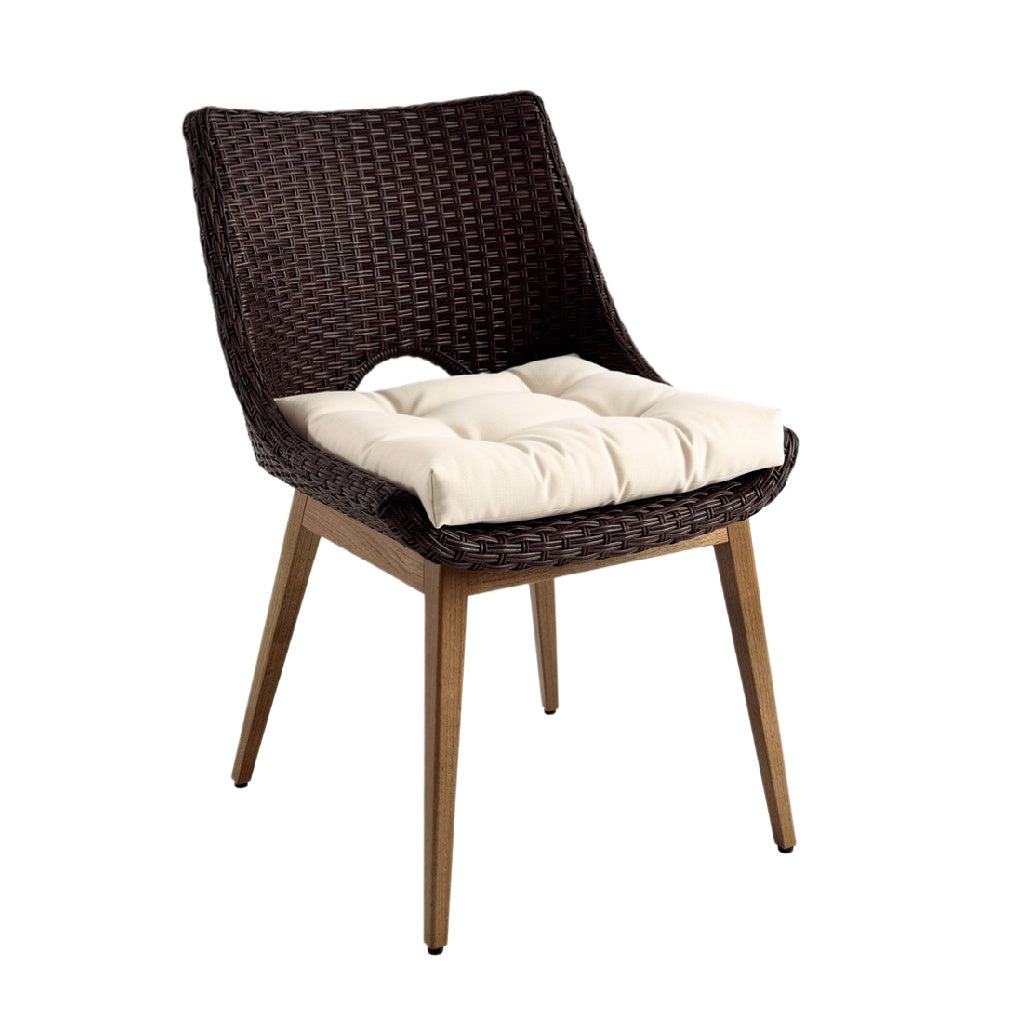 Modern Wicker Dining Chair with Cushioned Seat
